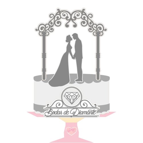 Topo de bolo 02 - Bodas de Diamante a