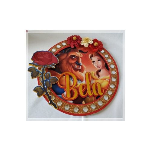 Topo de bolo 19 - A Bela e a Fera a