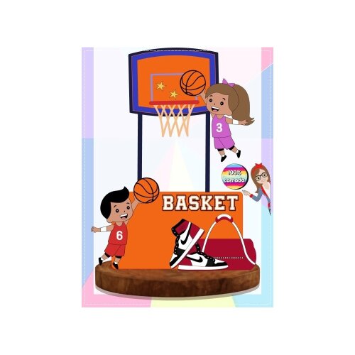 Topo de bolo 12 - Basquete a
