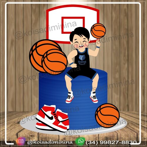 Topo de bolo 13 - Basquete a