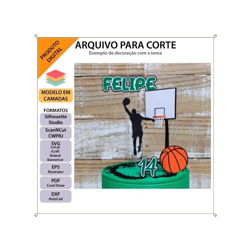 Topo de bolo 2 - Basquete a
