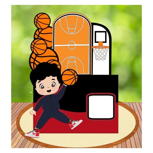 Topo de bolo 3 - Basquete a