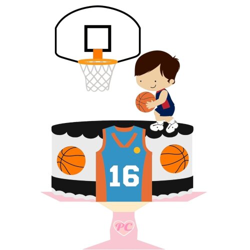 Topo de bolo 9 - Basquete a