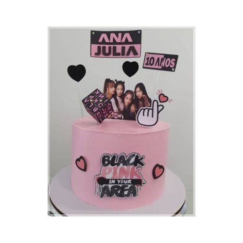 Topo de bolo 10 - Black Pink a