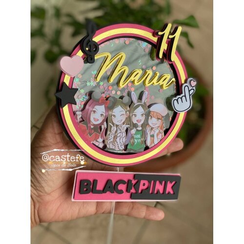Topo de bolo 4 - Black Pink a