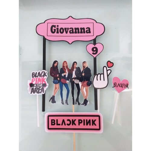 Topo de bolo 6 - Black Pink a