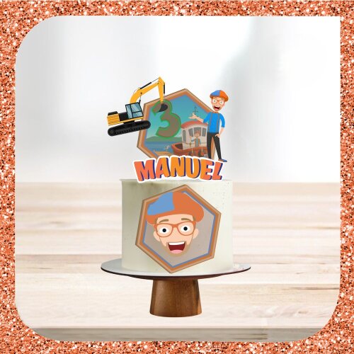 Topo de bolo 7 - Blippi a