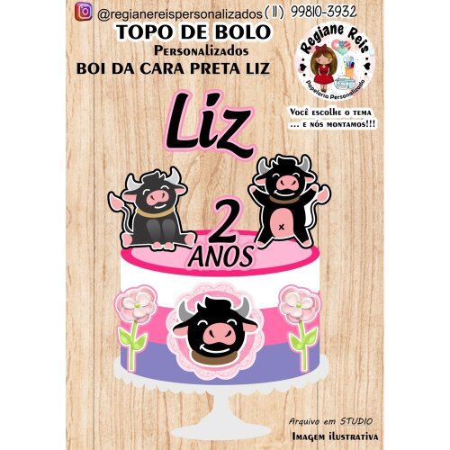 Topo de bolo 01 - Boi da Cara Preta a