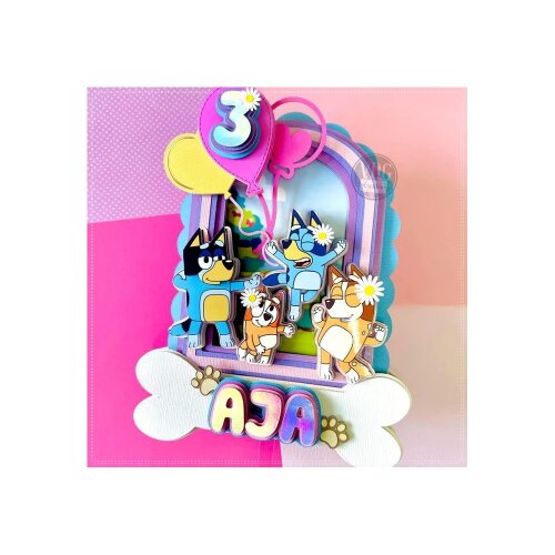 Topo de bolo 15 - Bluey a