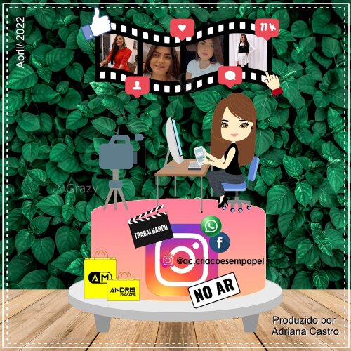 Topo de bolo 10 - Blogueira - Influencer a