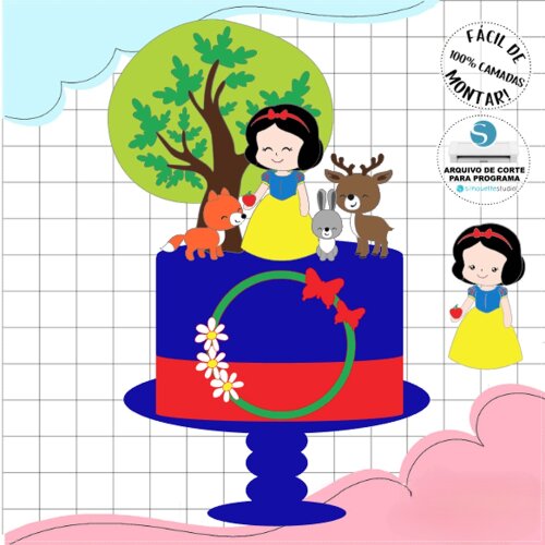 Topo de bolo 47 - Branca de Neve a