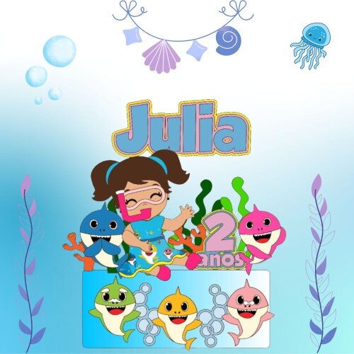 Topo Baby Shark menina em camadas