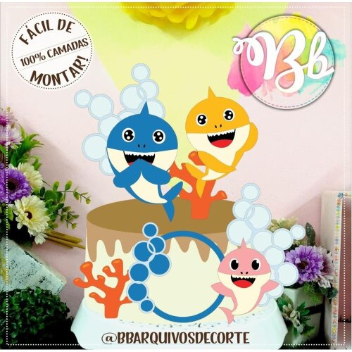 Topo de bolo 04 - Baby Shark a