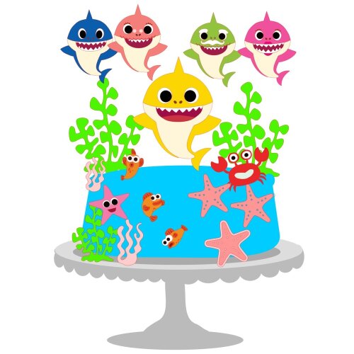 Topo de bolo 05 - Baby Shark a