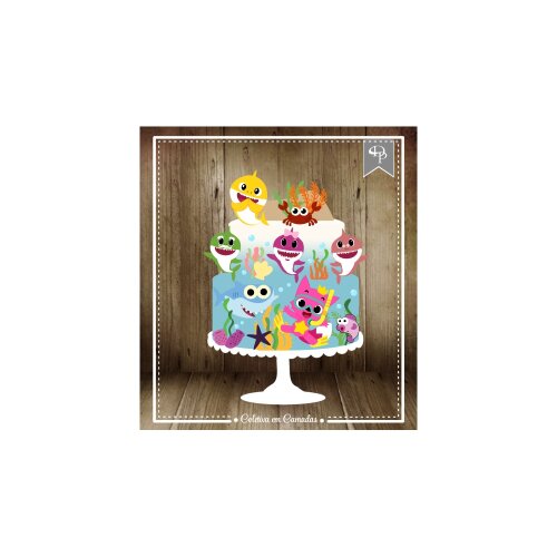 Topo de bolo 08 - Baby Shark a