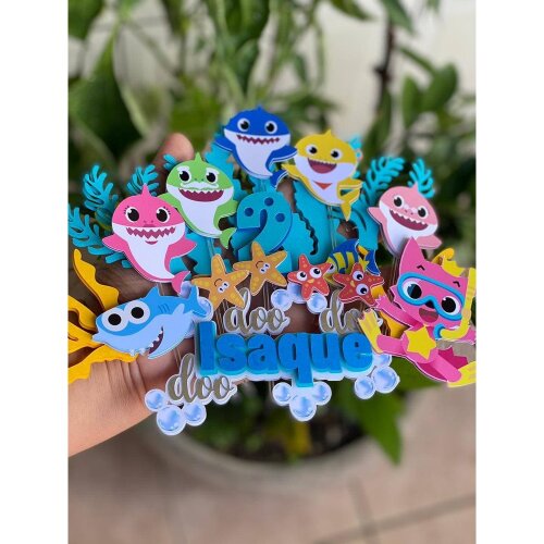 Topo de bolo 17 - Baby Shark a