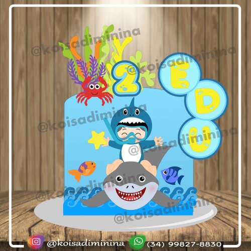 Topo de bolo 24 - Baby Shark a