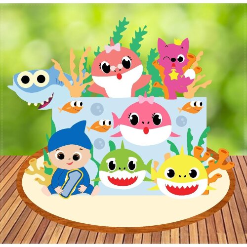 Topo de bolo 36 - Baby Shark a
