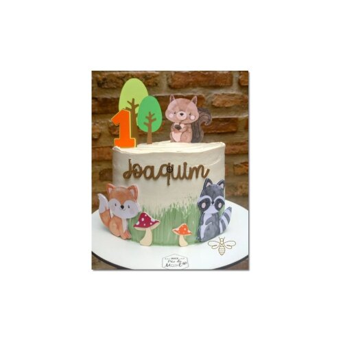 Topo de bolo 36 - Bosque a