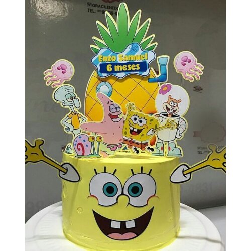 Topo de bolo 10 - Bob Esponja a
