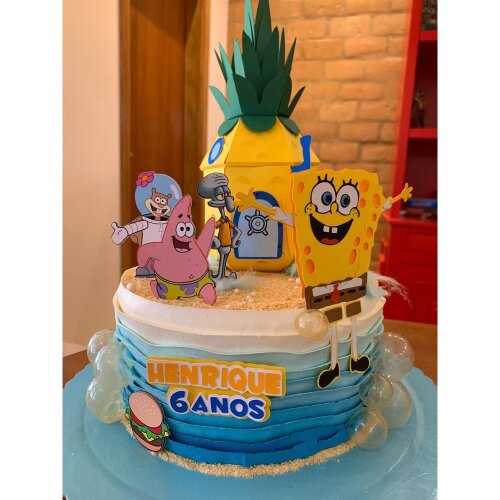 Topo de bolo 11 - Bob Esponja a