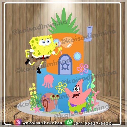 Topo de bolo 9 - Bob Esponja a