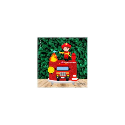 Topo de bolo 15 - Bombeiros a