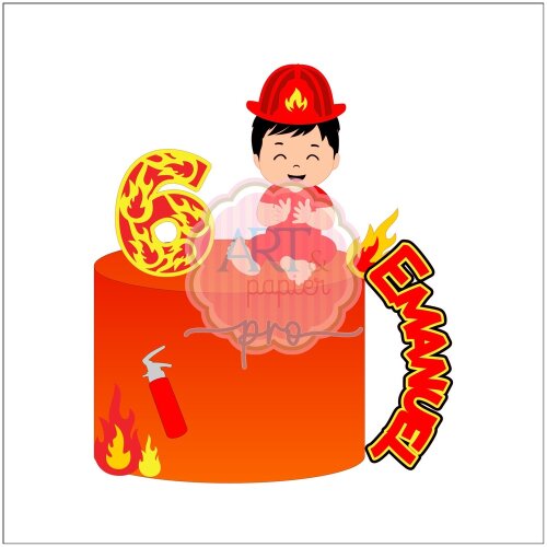 Topo de bolo 16 - Bombeiros a