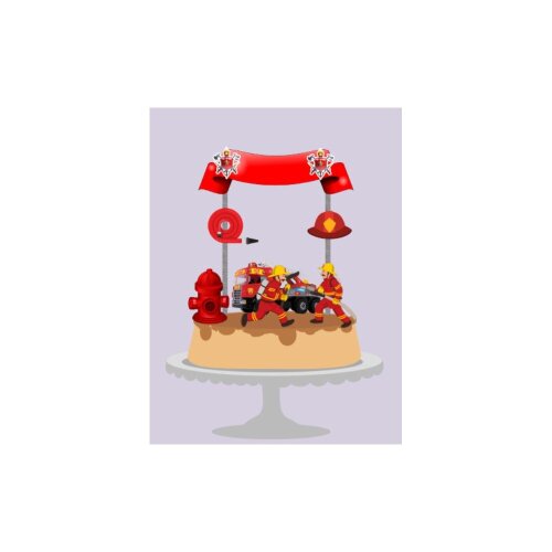 Topo de bolo 2 - Bombeiros a