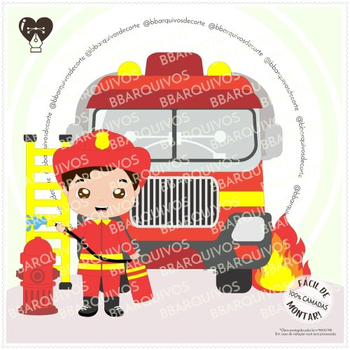 Topo de bolo 22 - Bombeiros a