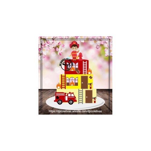 Topo de bolo 9 - Bombeiros a