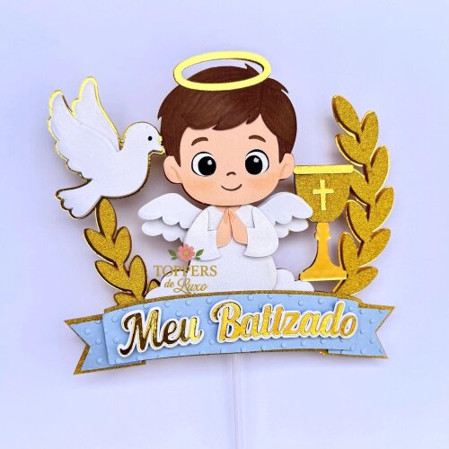 Kit Digital Topo de Bolo BATIZADO MENINO 157