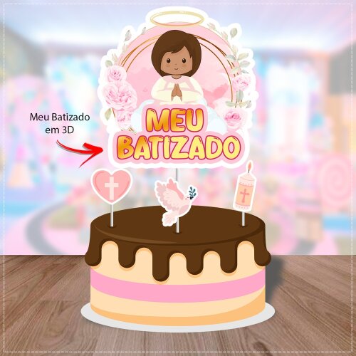 Topo de bolo 126 - Batizado - Anjinhos a