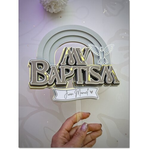 Topo de bolo 143 - Batizado - Anjinhos a