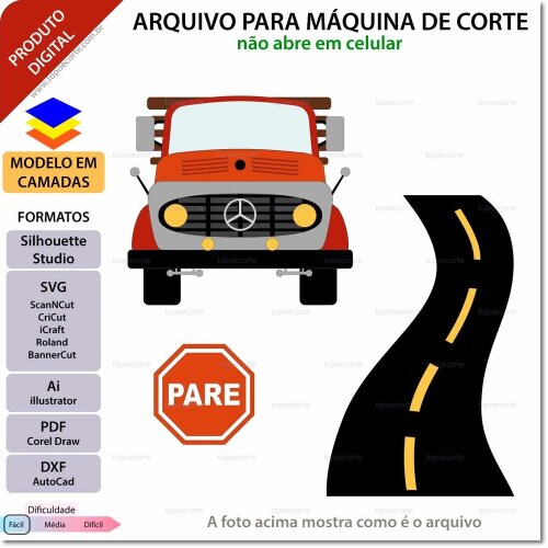 Topo de bolo 11 - Caminhão a