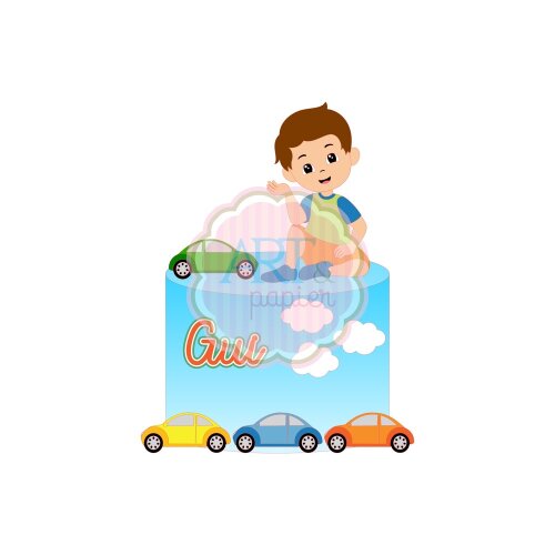 Topo de bolo 08 - Carrinhos a