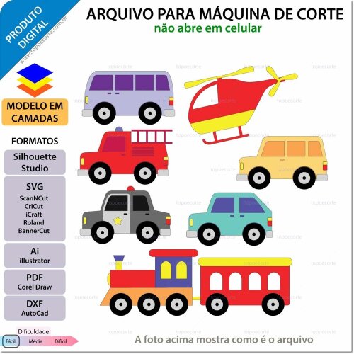 Topo de bolo 16 - Carrinhos a
