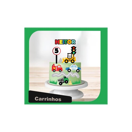 Topo de bolo 18 - Carrinhos a
