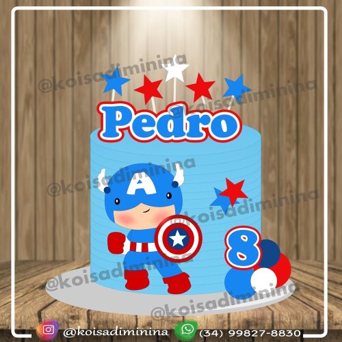 Topo de bolo 07 - Capitão América a