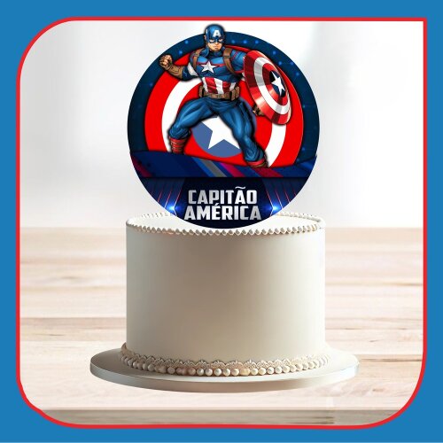 Topo de bolo 15 - Capitão América a
