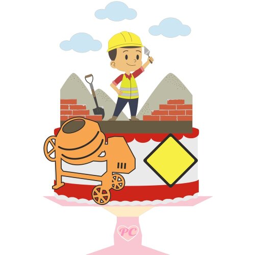 Topo de Bolo Construção 10