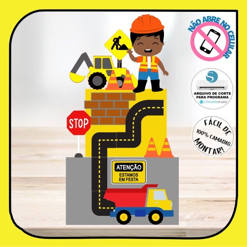 Topo de Bolo Construção 28
