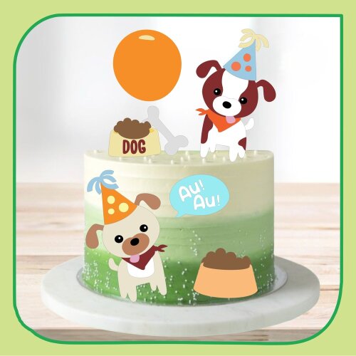 Topo de bolo 36 - Cachorrinho a