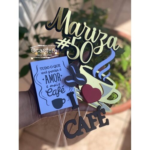 Topo de bolo 07 - Café a