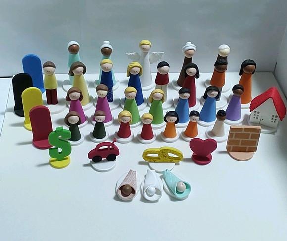 Kit 40 Bonecos para Constelação ou Terapia Junguiana