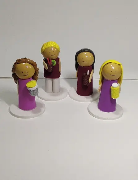 Boneco com Copo e Fumante p/ Constelação Familiar Mesa Água