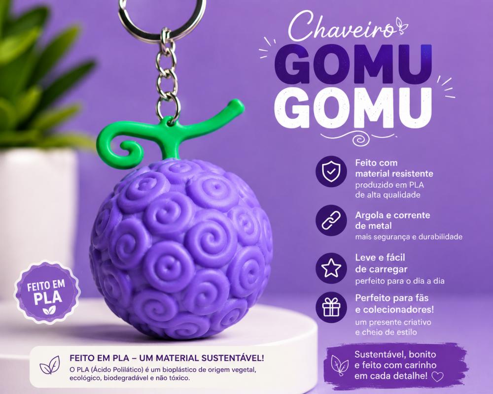 Chaveiro Gomu Gomu no Mi em PLA | Impressão 3D Artesanal Geek