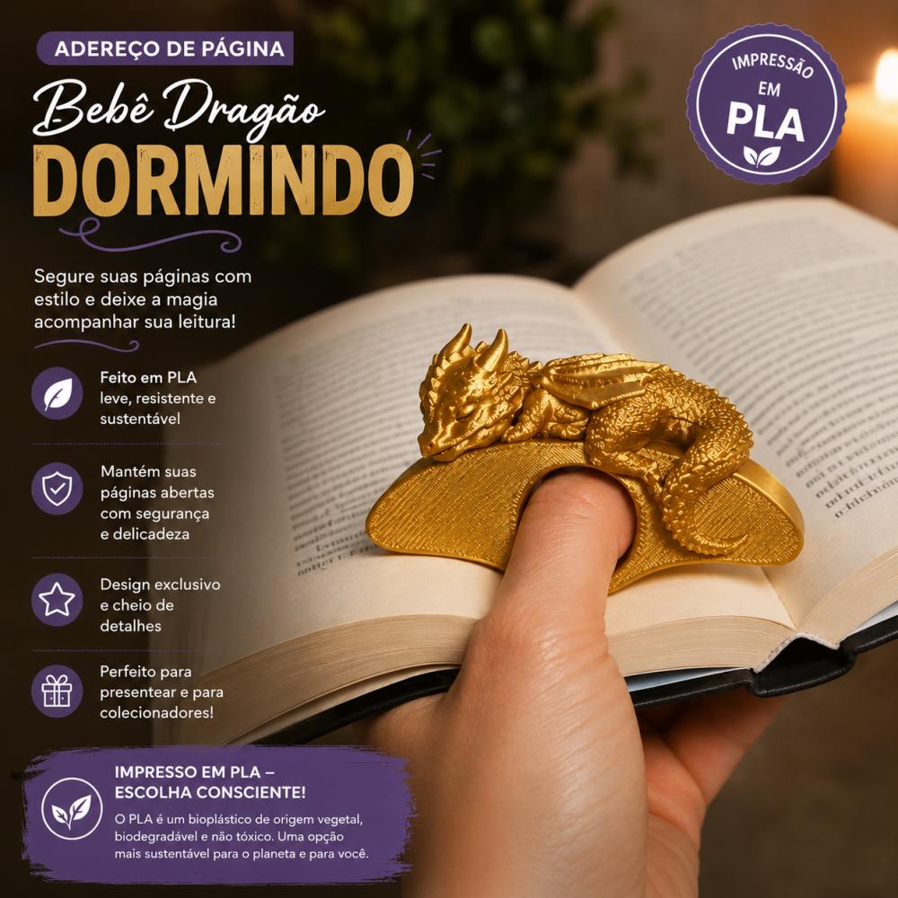 Adereço de Página Bebê Dragão Dormindo em PLA | Impressão 3D