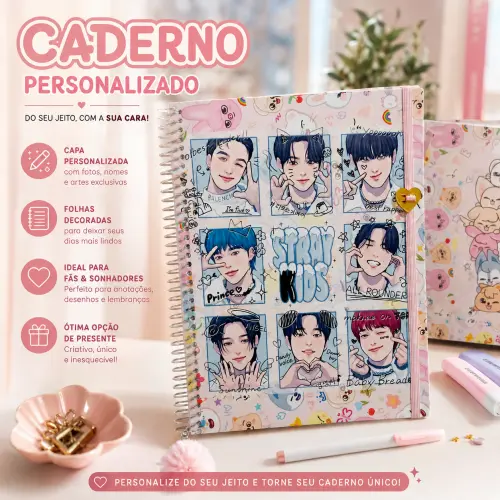 Caderno Anime | Kpop | Desenhos personalizado