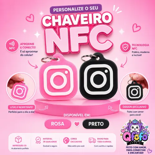 Chaveiro Instagram NFC Personalizado e Regravável